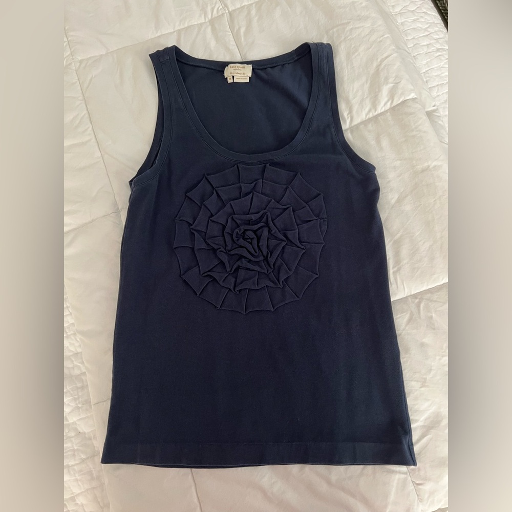 Kate Spade Navy Tank Top with Rosette Design